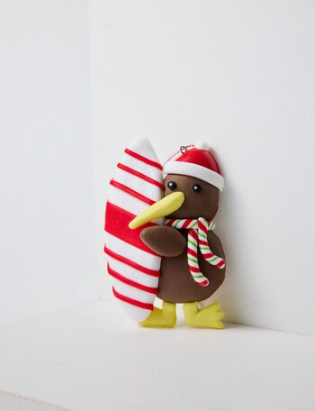 Christmas Shop Claydough Ornament, Kiwi Surfboard Red product photo