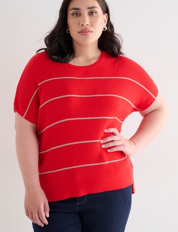 Studio Curve Rib Knit Top, Flame product photo