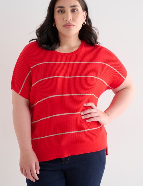 Studio Curve Rib Knit Top, Flame product photo