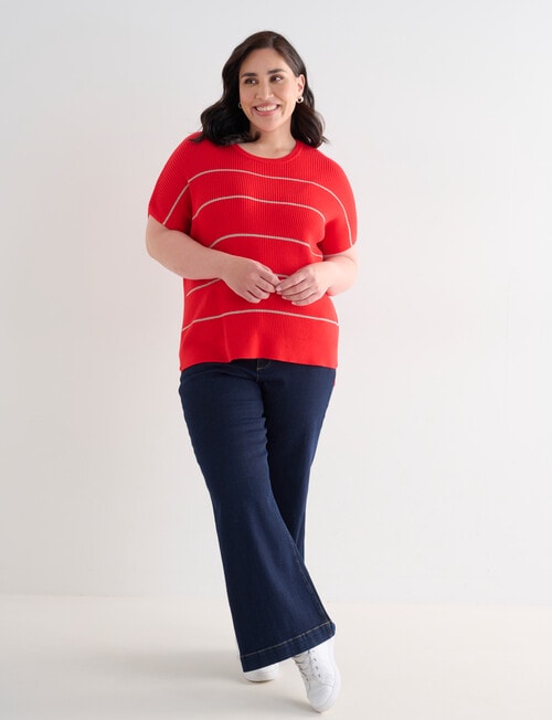 Studio Curve Rib Knit Top, Flame product photo View 03 L