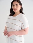 Studio Curve Rib Knit Top, Ivory & Gold product photo