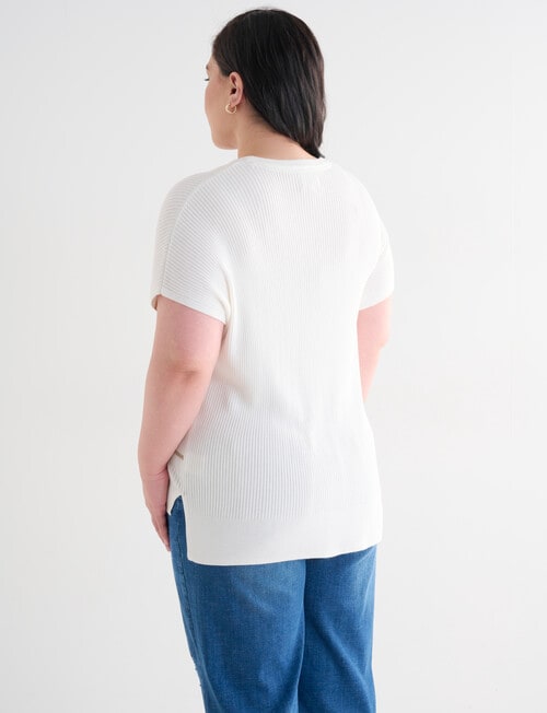 Studio Curve Rib Knit Top, Ivory & Gold product photo View 02 L