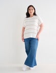 Studio Curve Rib Knit Top, Ivory & Gold product photo View 03 S
