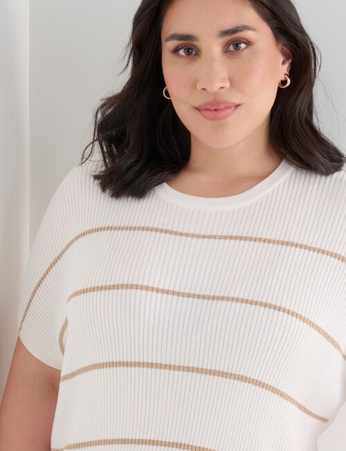 Studio Curve Rib Knit Top, Ivory & Gold product photo View 04 L