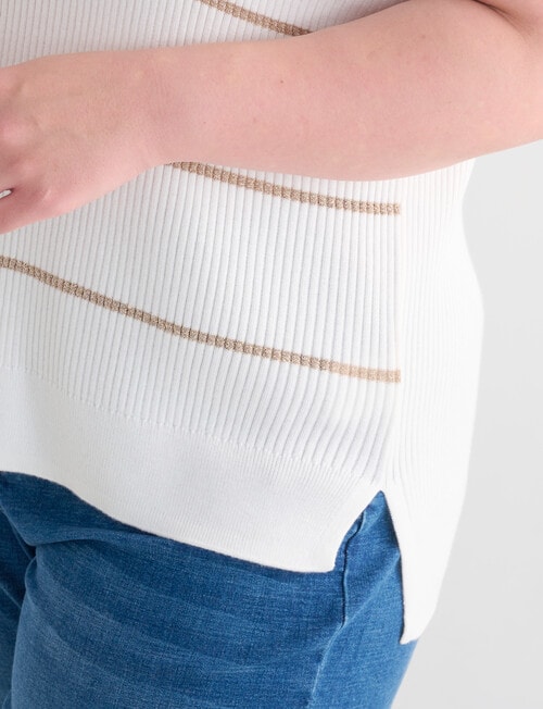 Studio Curve Rib Knit Top, Ivory & Gold product photo View 05 L
