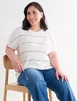 Studio Curve Rib Knit Top, Ivory & Gold product photo View 06 S