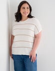 Studio Curve Rib Knit Top, Ivory & Gold product photo View 07 S