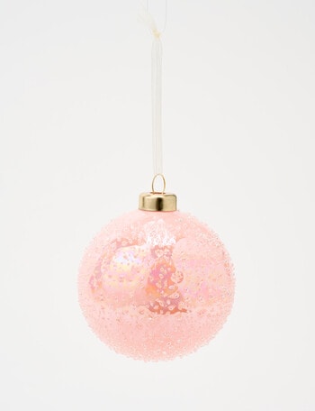 Christmas Shop Textured Glass Bauble, Blush product photo
