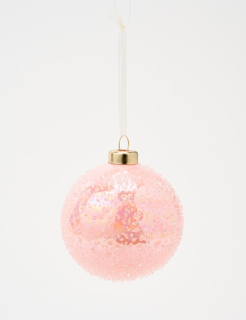 Christmas Shop Textured Glass Bauble, Blush product photo