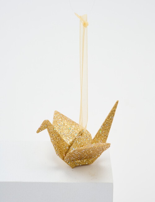 Christmas Shop Origami Crane, Gold product photo