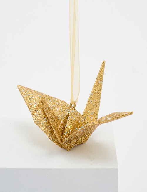 Christmas Shop Origami Crane, Gold product photo View 02 L