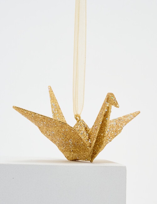 Christmas Shop Origami Crane, Gold product photo View 03 L