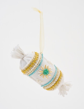 Christmas Shop Velvet Candy Ornament Cream product photo