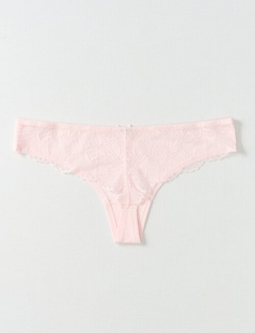 Lyric Cotton Lace Back G-String Brief, Blush product photo View 02 L