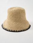 Zest Resort Raffia Bucket Hat, Ecru & Black product photo View 02 S