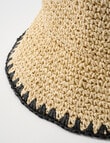 Zest Resort Raffia Bucket Hat, Ecru & Black product photo View 03 S