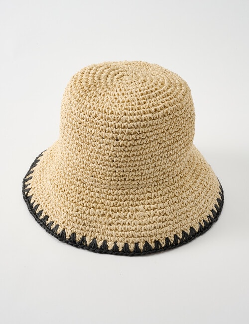 Zest Resort Raffia Bucket Hat, Ecru & Black product photo View 05 L