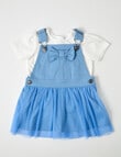 Teeny Weeny Tutu Pinny & Long-Sleeve Tee 2-Piece Set, Denim & White product photo
