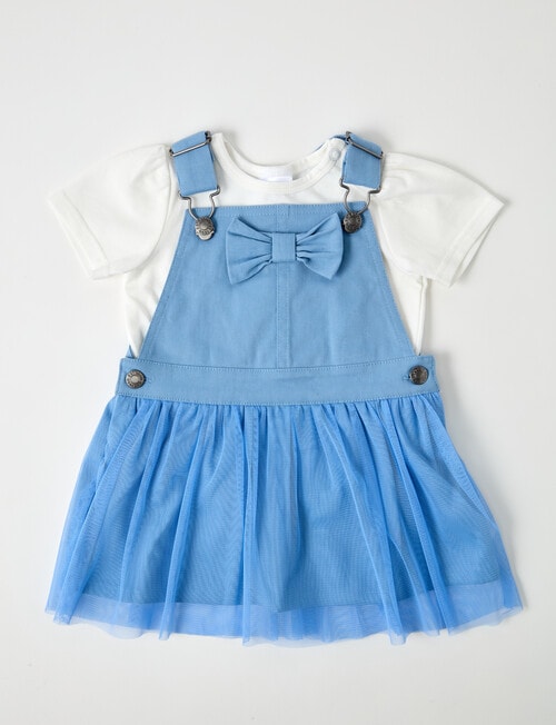 Teeny Weeny Tutu Pinny & Long-Sleeve Tee 2-Piece Set, Denim & White product photo
