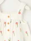 Teeny Weeny Cheese Cloth Flower Shortall, White product photo View 02 S