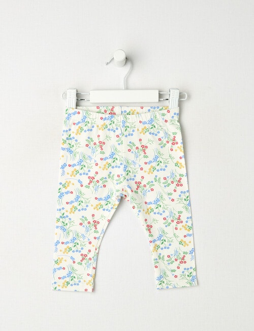 Teeny Weeny Play Time Lily of the Valley Leggings, White product photo