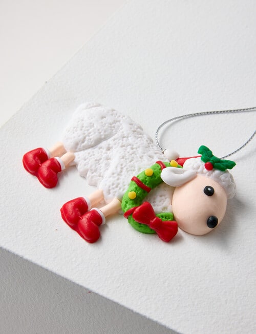 Christmas Shop Claydough Ornament, Sheep with Santa Hat product photo View 02 L