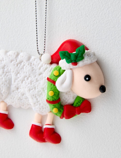 Christmas Shop Claydough Ornament, Sheep with Santa Hat product photo View 03 L