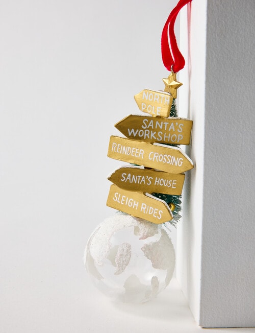 Christmas Shop Glass Ornament, Globe Signpost Ornament product photo