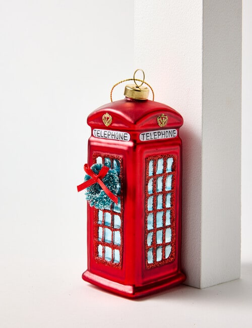 Christmas Shop Glass Ornament, Telephone Booth product photo