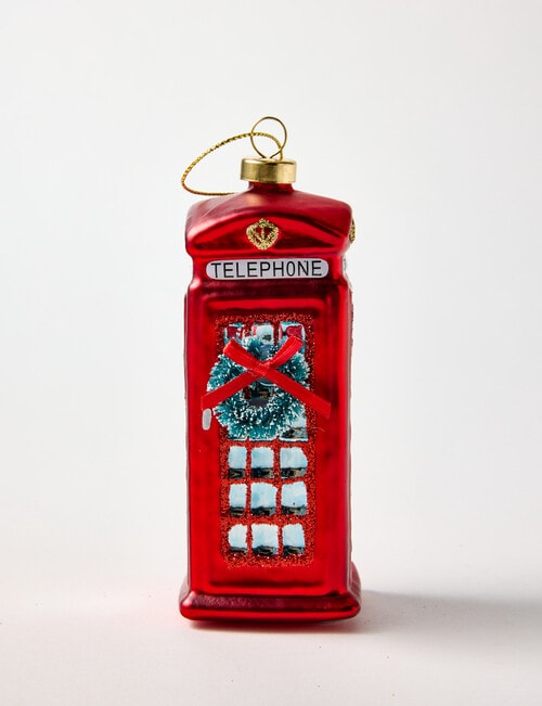Christmas Shop Glass Ornament, Telephone Booth product photo View 02 L