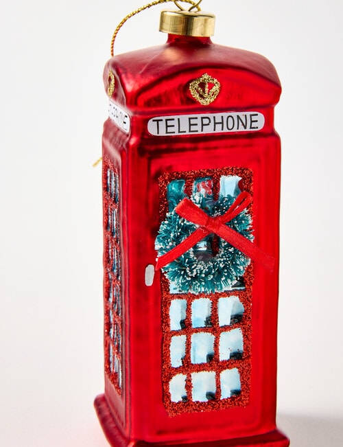 Christmas Shop Glass Ornament, Telephone Booth product photo View 03 L