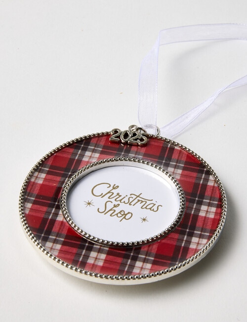 Christmas Shop Metal Ornament, Round Photo Frame product photo View 02 L