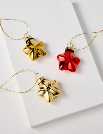 Christmas Shop Glass Ornament, Tiny Star, Set of 3 product photo