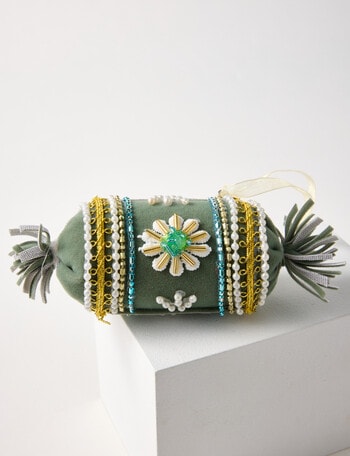 Christmas Shop Velvet Ornament, Candy Green product photo