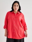 Studio Curve Linen Blend Essential Shirt, Coral product photo