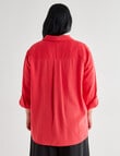 Studio Curve Linen Blend Essential Shirt, Coral product photo View 02 S