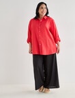 Studio Curve Linen Blend Essential Shirt, Coral product photo View 03 S