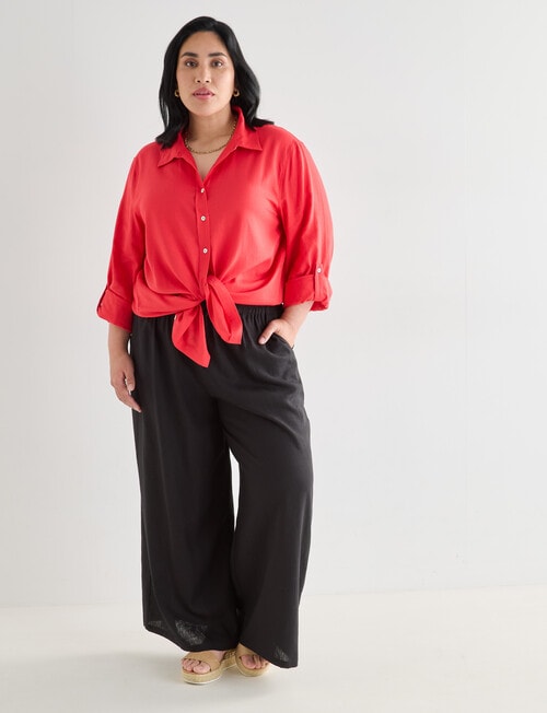 Studio Curve Linen Blend Essential Shirt, Coral product photo View 05 L