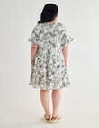 Studio Curve Palm Print Linen Blend Tiered Babydoll Dress, Green product photo View 02 S