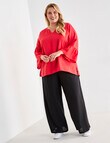 Studio Curve Linen Blend Ruffle Cuff Top, Coral product photo View 03 S