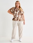 Studio Curve Linen Blend Tapered Pant, Sandshell product photo