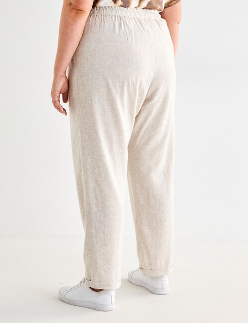 Studio Curve Linen Blend Tapered Pant, Sandshell product photo View 02 L