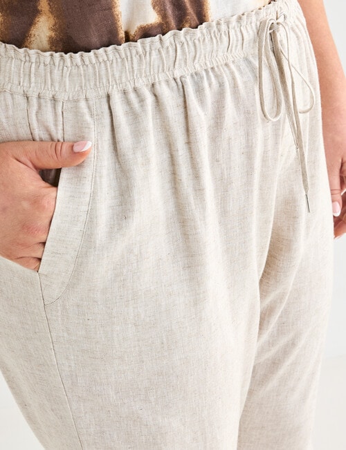 Studio Curve Linen Blend Tapered Pant, Sandshell product photo View 04 L