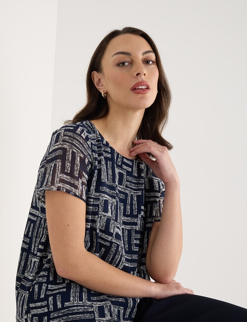 Oliver Black Double Layer Top, Navy & Ivory product photo