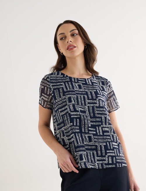 Oliver Black Double Layer Top, Navy & Ivory product photo View 05 L