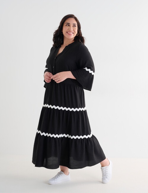 Studio Curve Rick Rack Button-Through Dress, Black product photo