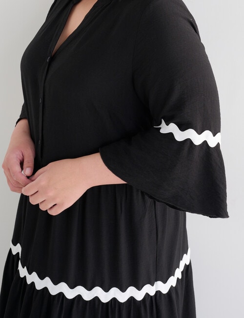 Studio Curve Rick Rack Button-Through Dress, Black product photo View 04 L