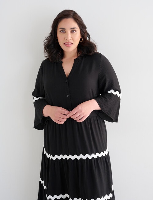 Studio Curve Rick Rack Button-Through Dress, Black product photo View 06 L