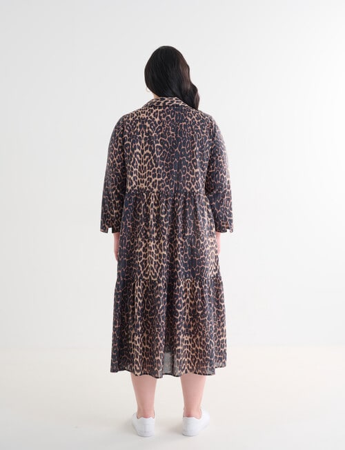 Studio Curve Animal Print Tiered Shirt Dress, Brown product photo View 02 L