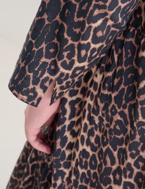 Studio Curve Animal Print Tiered Shirt Dress, Brown product photo View 04 L